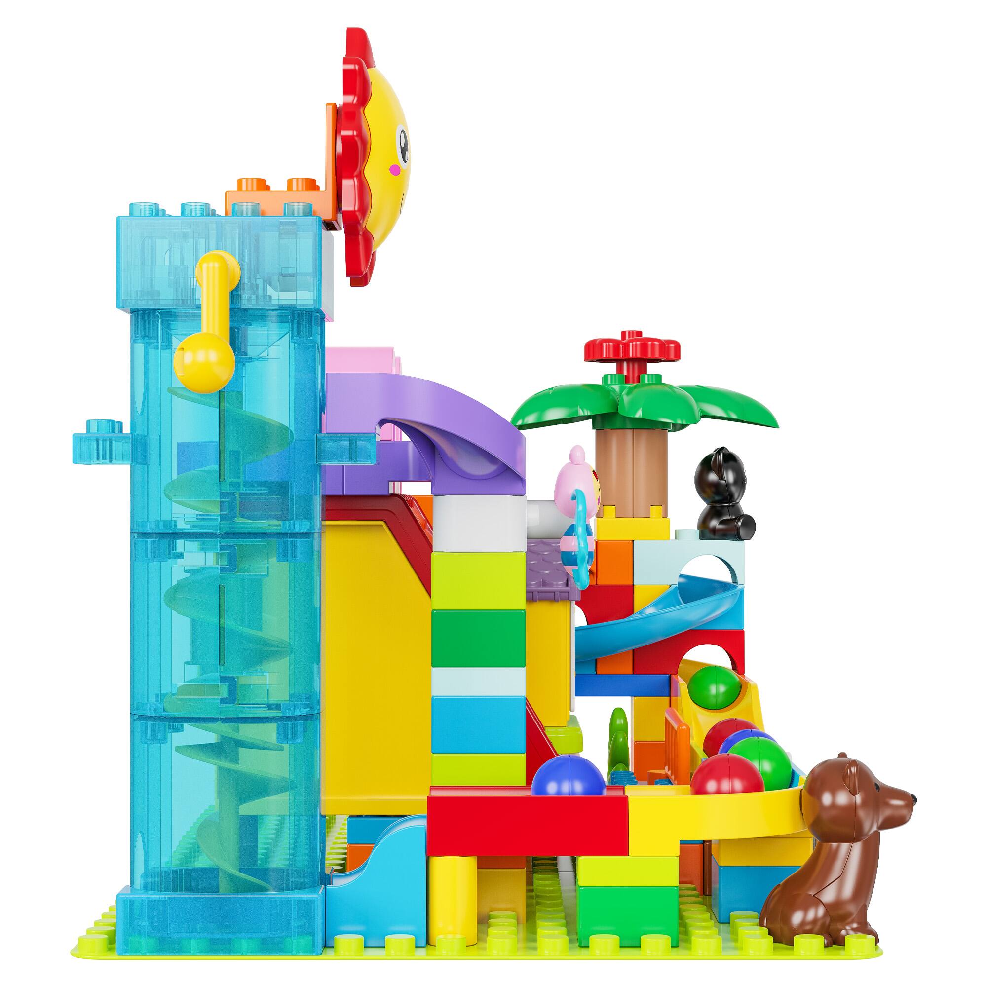 Alt View 1. Contixo - MK1 Marble Track Building Set, 118-Piece STEM Toy with Elevator Lift, Rabbit House & Multi-Lane Marble Run, Ages 3+ - Multi.