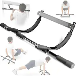 Home It - Pull Up Bar Chin Up Heavy-Duty Fitness Home Gym Exercise Bar with Foam Pads - 32 Inches Up to Doorway - Black