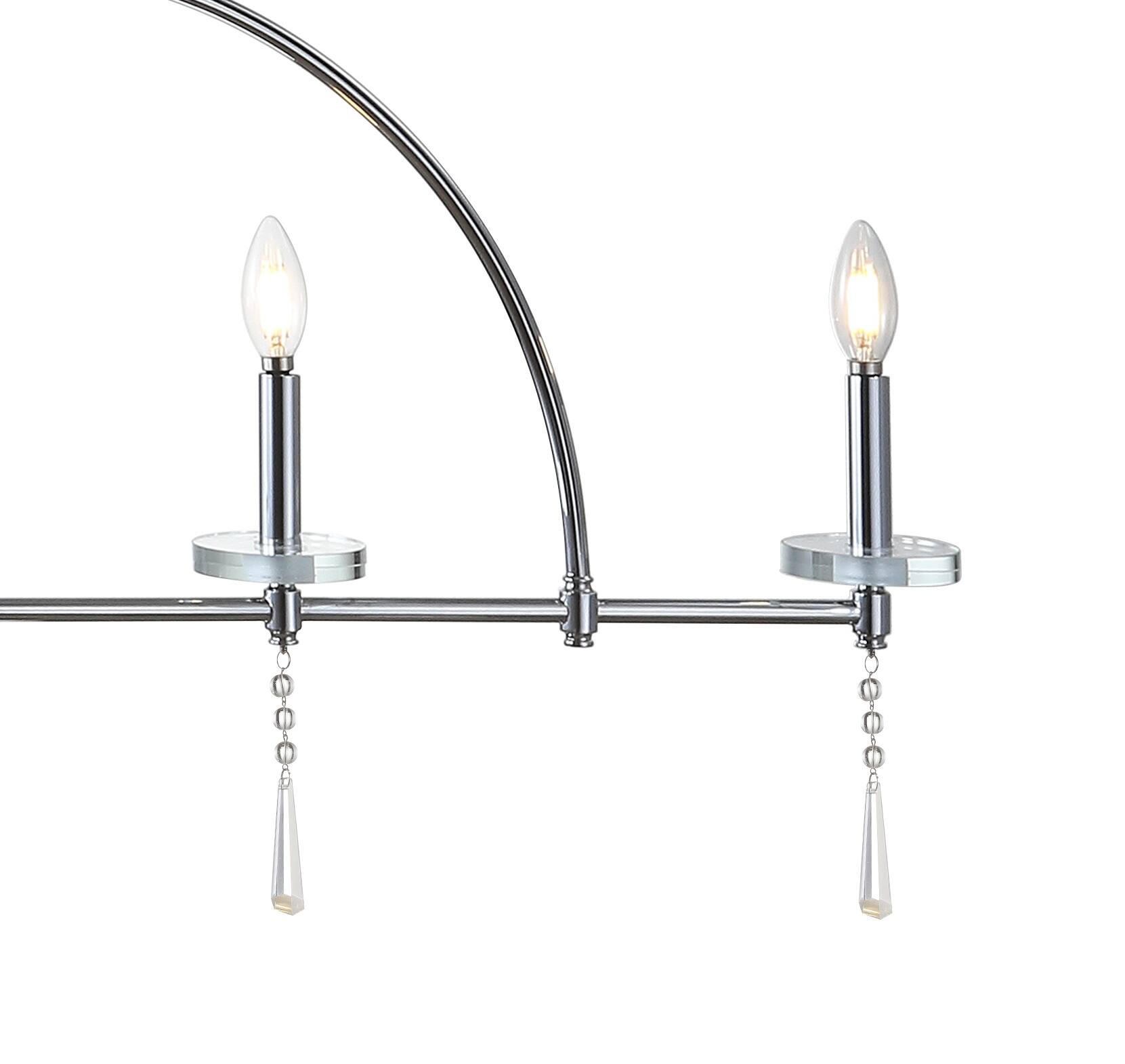 Alt View 4. Jonathan Y - Doris 41" 4-light Linear Metal/Crystal LED Pendant, Chrome - Chrome.