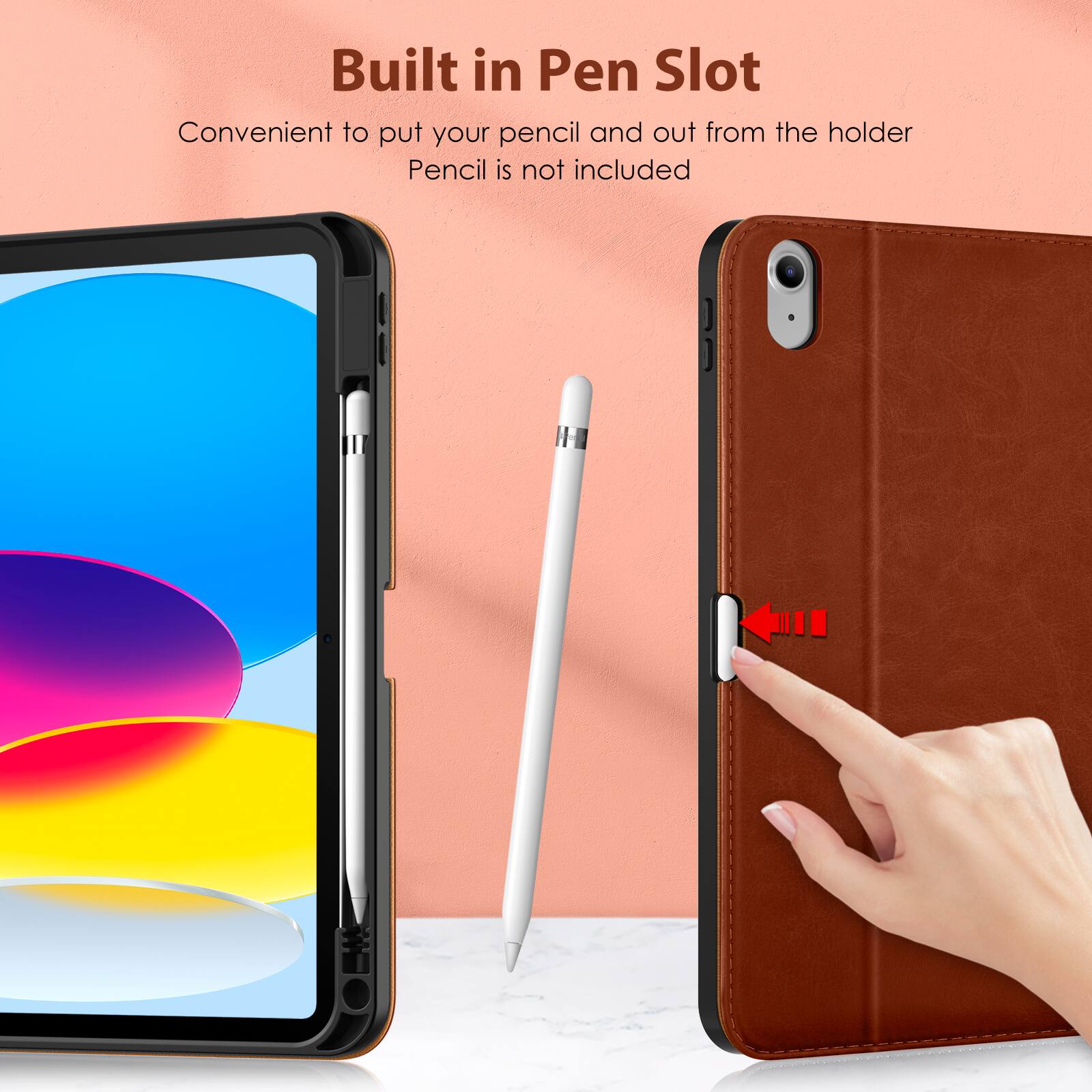 Built in Pen Slot  
Convenient to put your pencil and out from the holder  
Pencil is not included