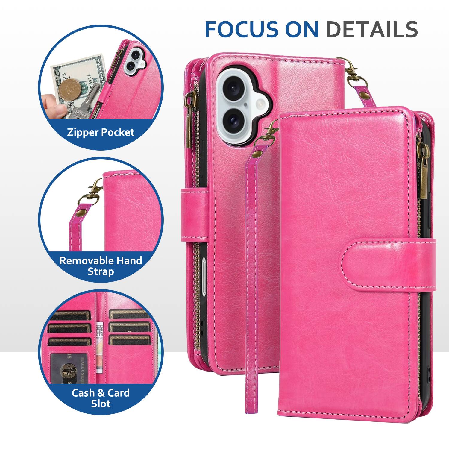 a SHS 2 3545A - FOCUS ON DETAILS  
Zipper Pocket  
Removable Hand Strap  
Cash & Card Slot