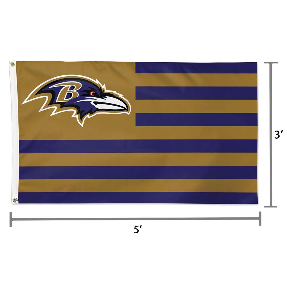 Alt View 1. WinCraft - Baltimore Ravens 3' x 5' Americana Stars & Stripes Deluxe Flag - Multicolor.