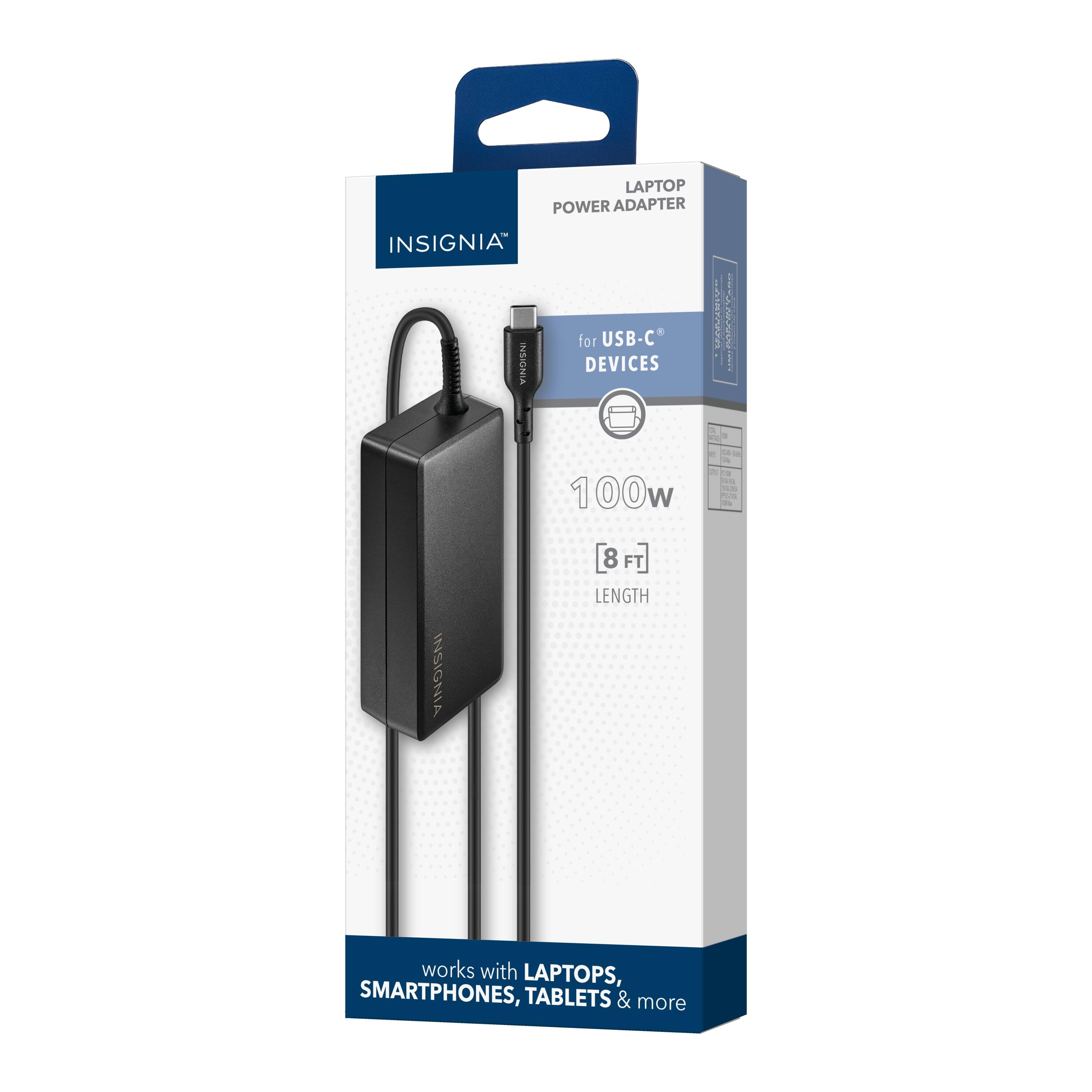 Laptop Power Adapter  
Insignia for USB-C Devices  
100W  
8 FT Length  
Works with Laptops, Smartphones, Tablets & More
