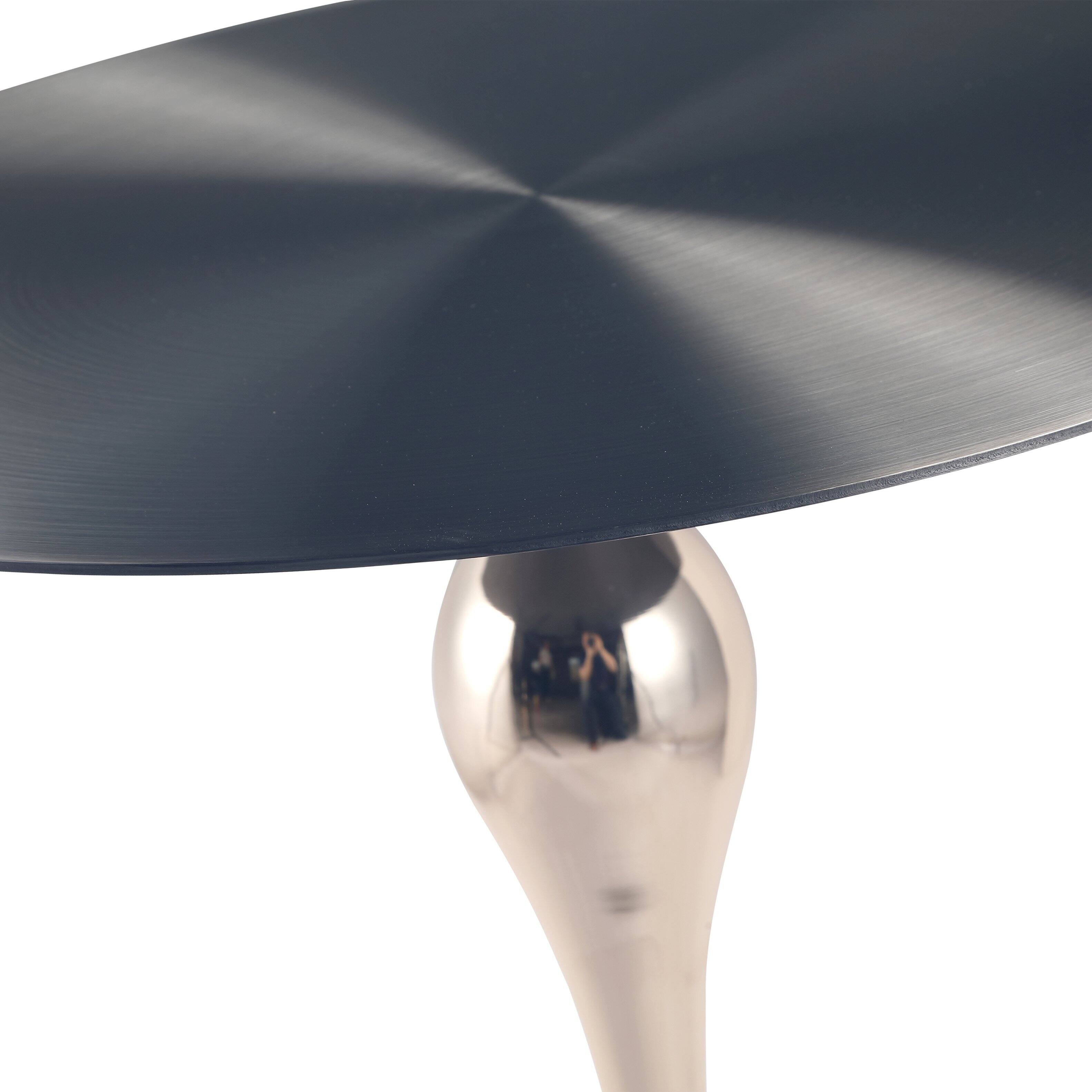 Alt View 7. LeisureMod - Savoy Black Circular Top End Table with Powder Coated Finish for Living Room/Offices - Silver.