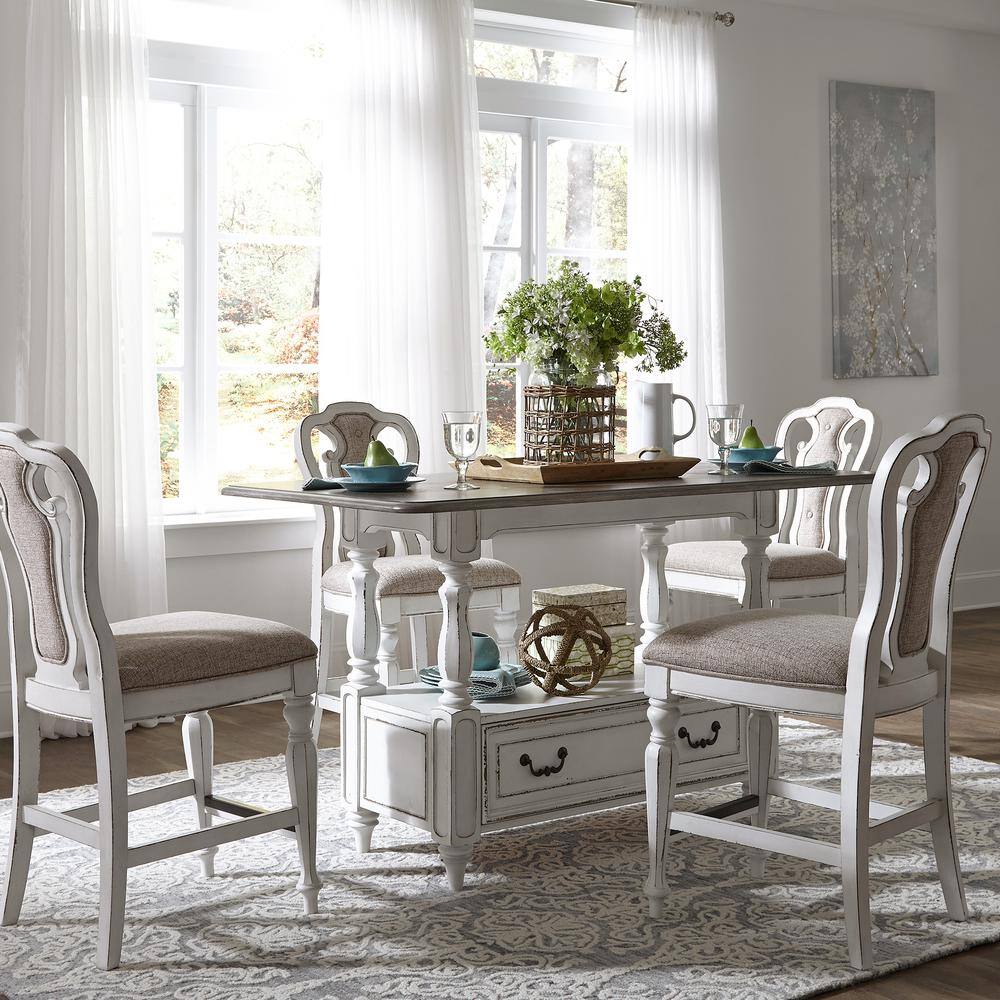 Alt View 2. Liberty Furniture Industries - Magnolia Manor Counter Height Chair (RTA)-Set of 2 in Antique White - White.