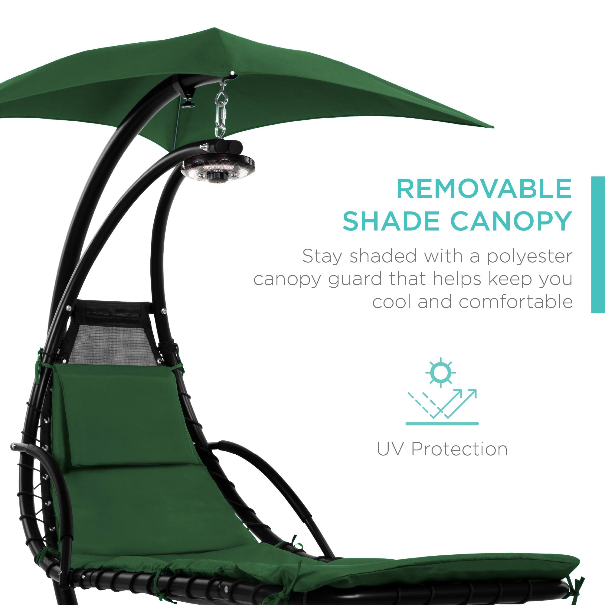 REMOVABLE SHADE CANOPY  
Stay shaded with a polyester canopy guard that helps keep you cool and comfortable  
UV Protection