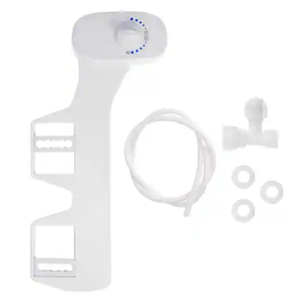 Front. Deco Essentials - Non-Electric Single Nozzle Toilet Seat Bidet for Standard 15/16" BIDET - White.