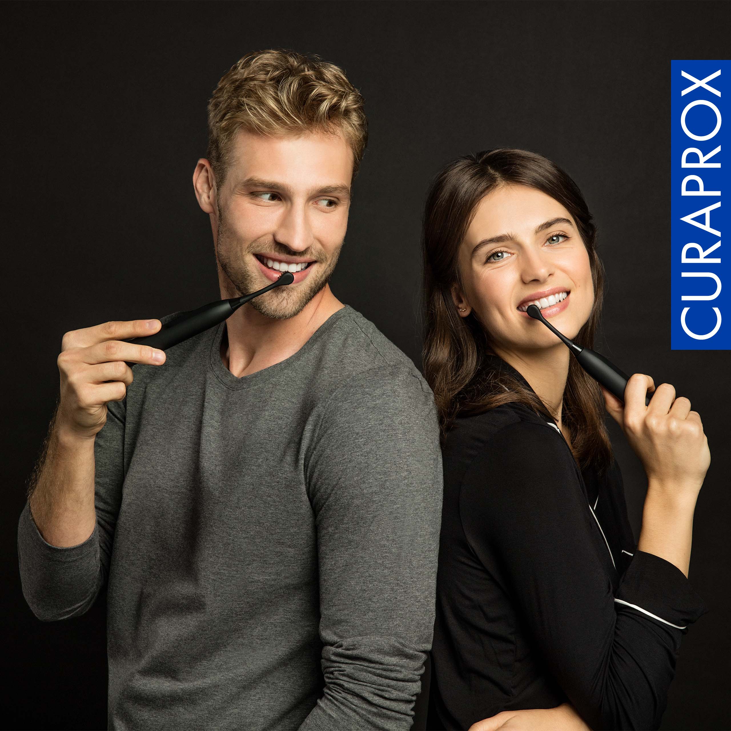 Alt View 3. Curaprox - Curaprox Hydrosonic Black is White, Electric Toothbrush - Black.