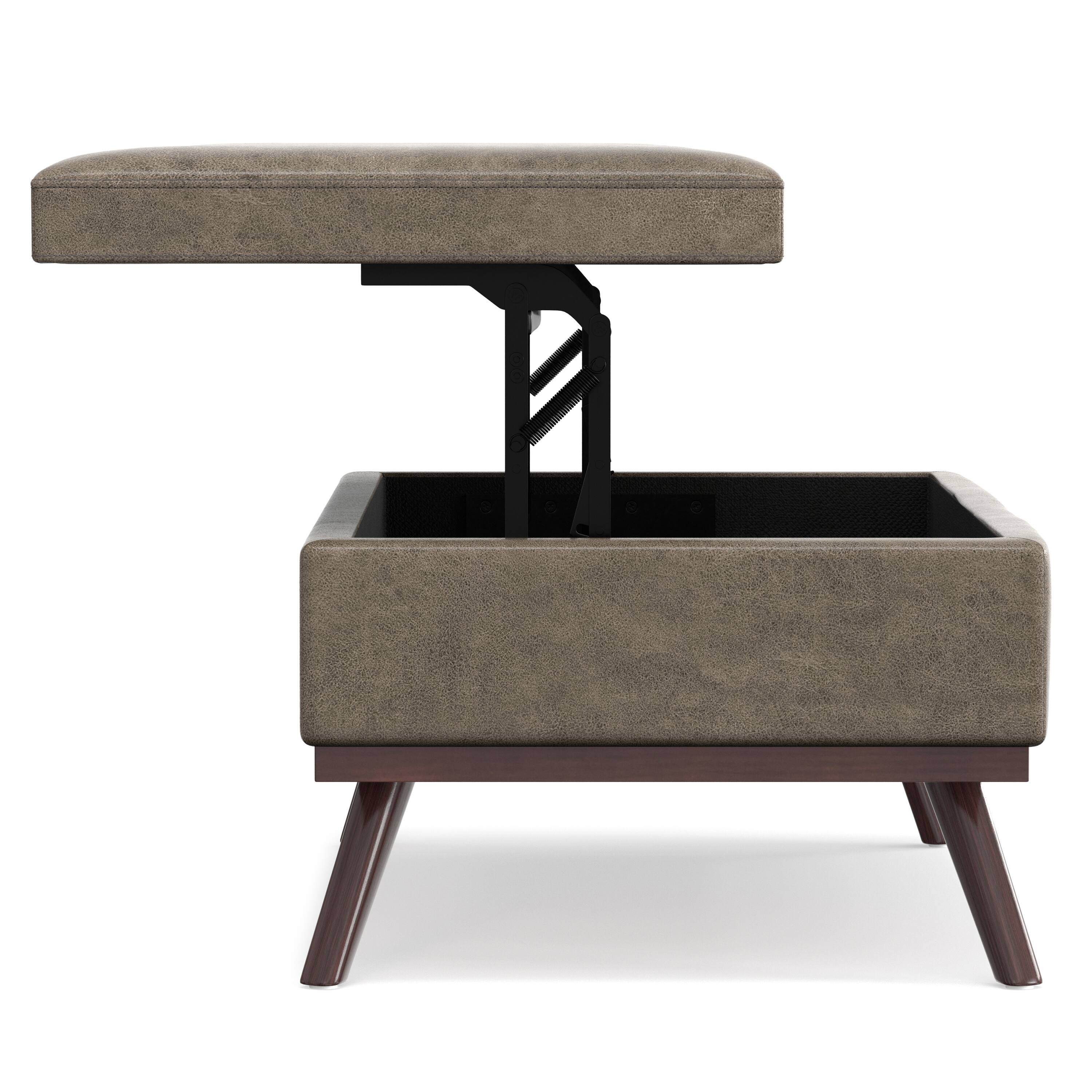 Alt View 2. Simpli Home - Owen Lift Top Large Coffee Table Storage Ottoman - Distressed Smoky Grey Brown.