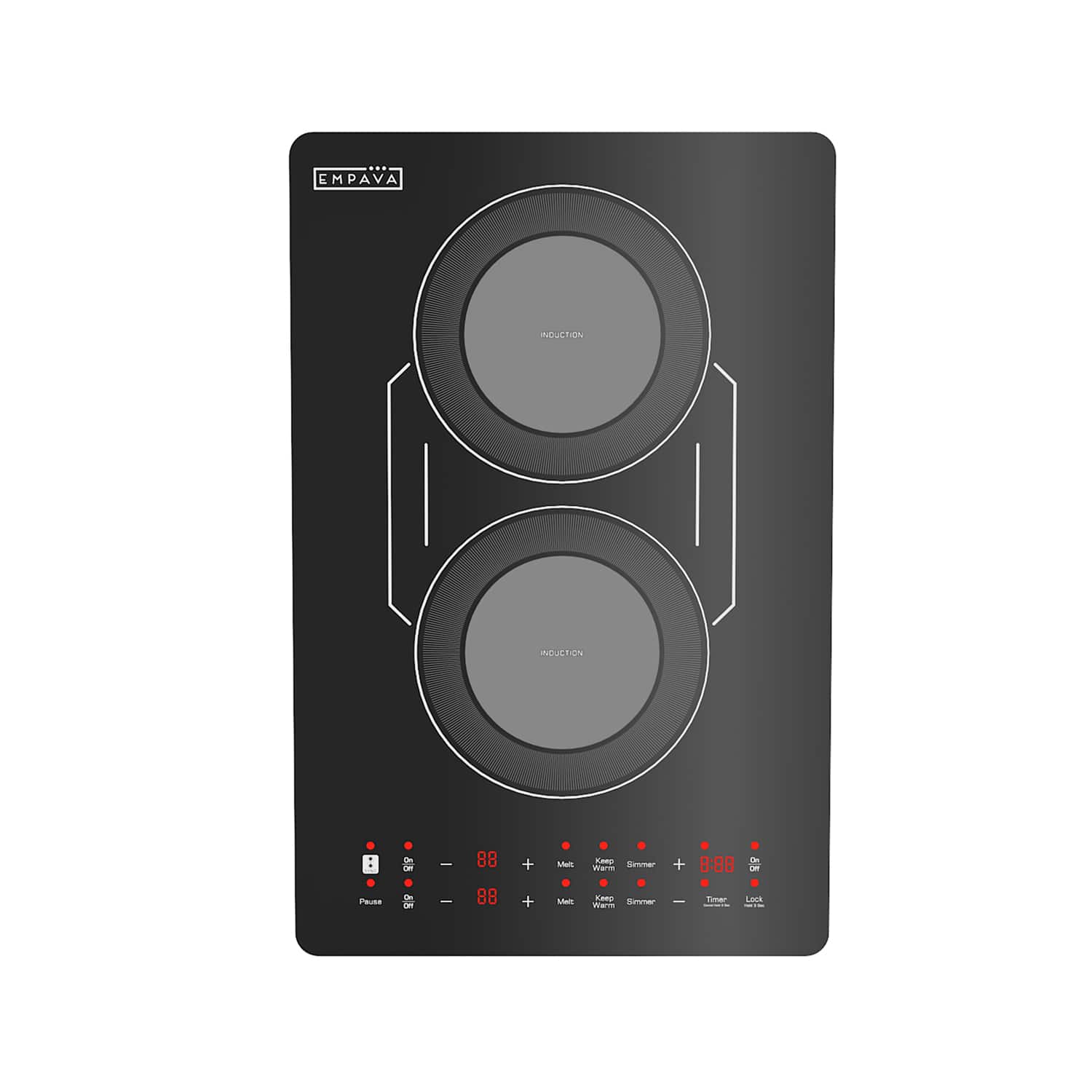Empava - 12 in. Portable 2 Burners Induction Cooktop Countertop Stove - Black