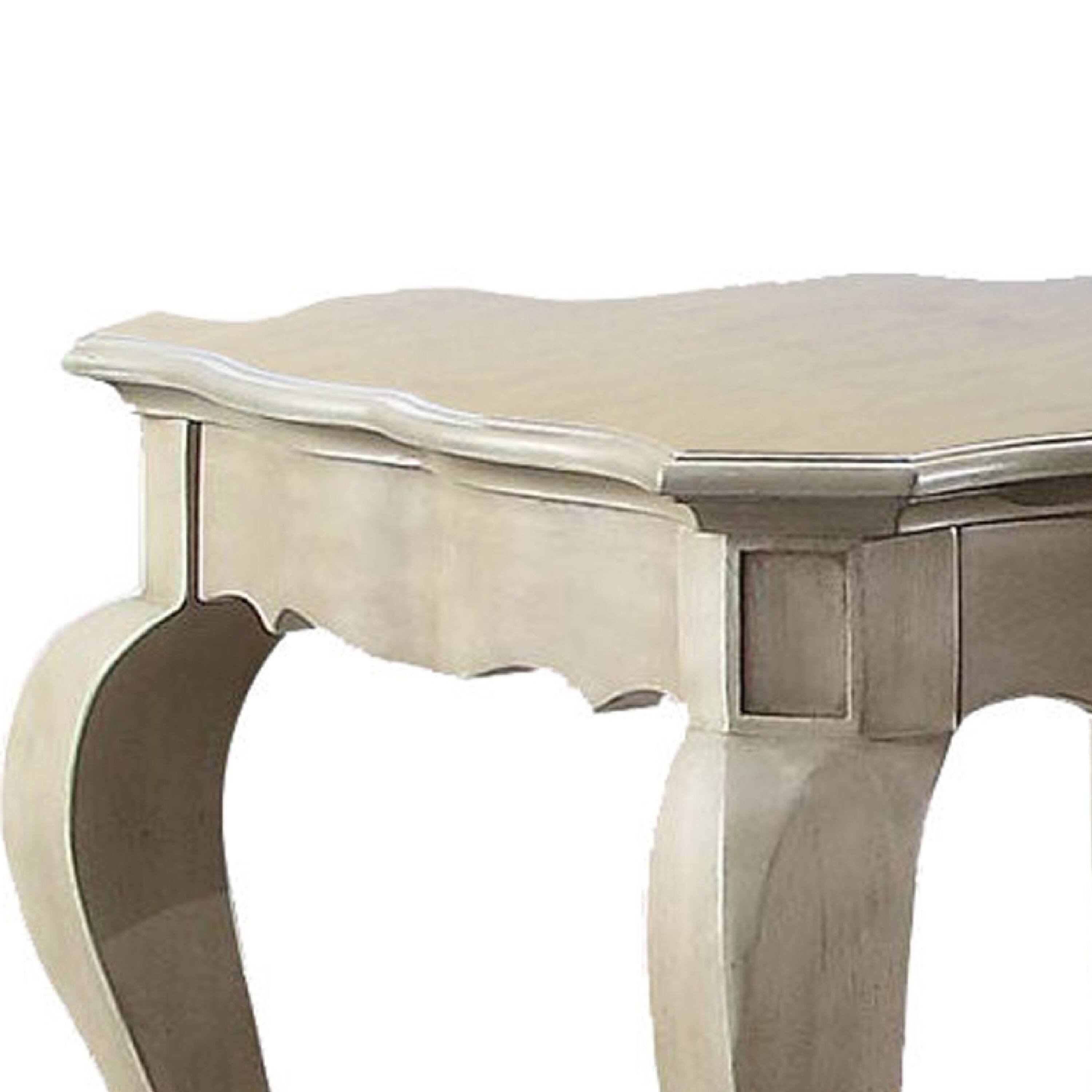 Alt View 3. Manhattan Lane - Wooden End Table with Lower Shelf in Antique Taupe Silver Finish - Silver.