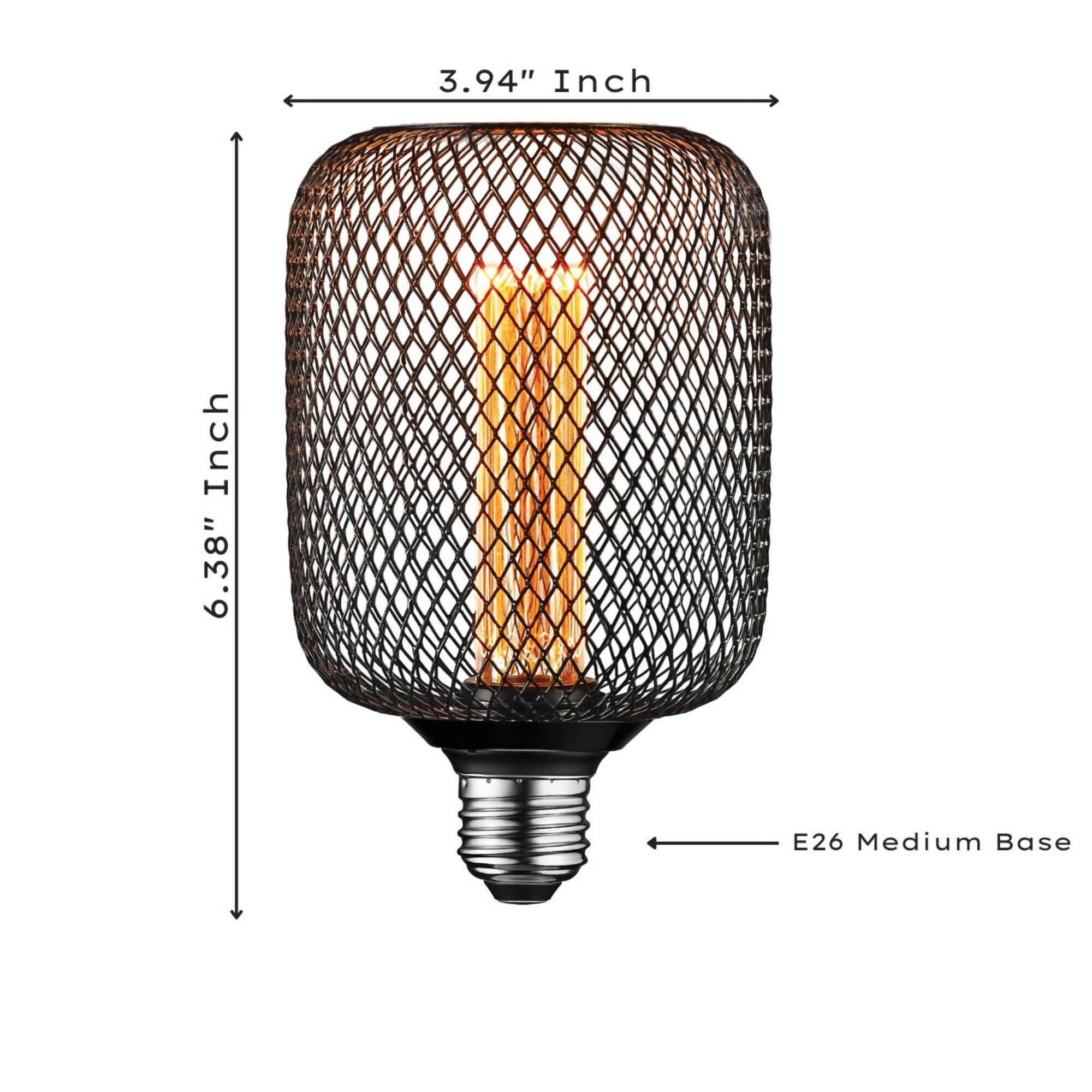 3.94" Inch, 6.38" Inch, E26 Medium Base