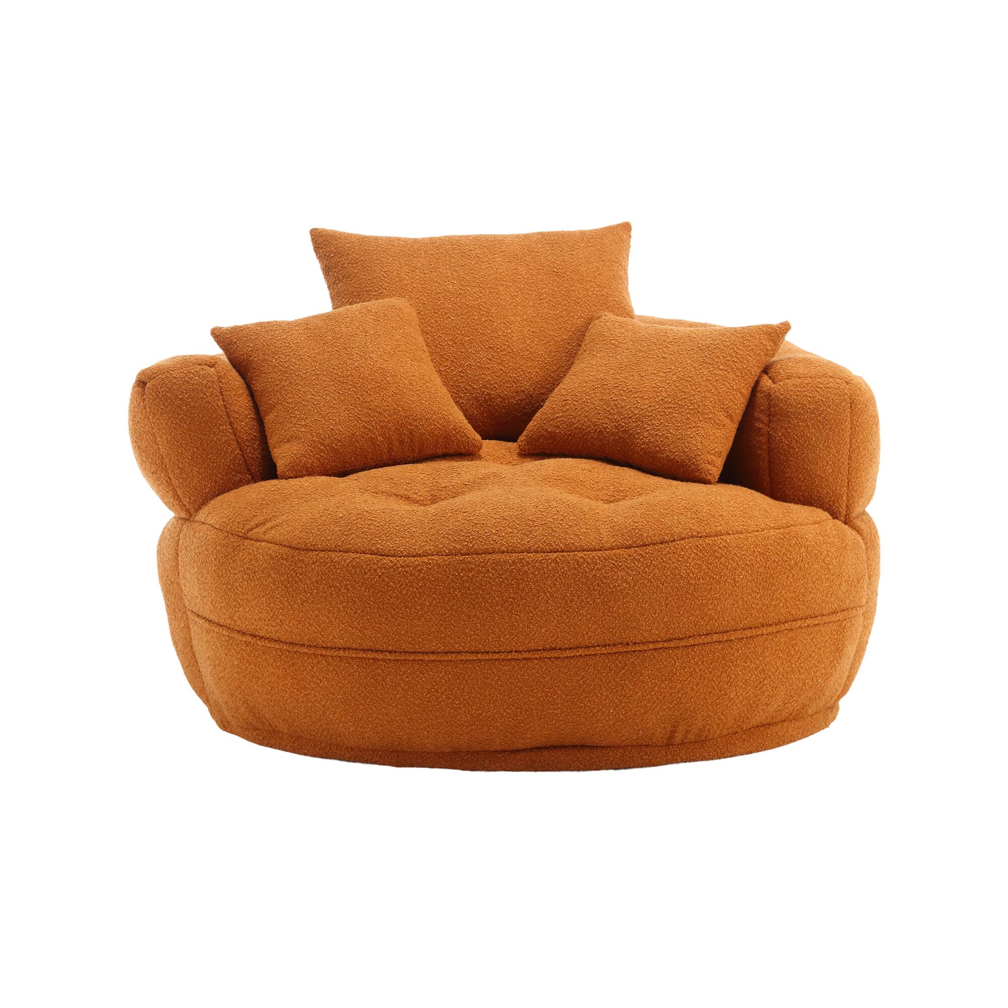 Alt View 3. GOODSILO - Chenille Fluffy Sleeper Chair - Modern Single Sofa for Living Room, Bedroom, Lounge & Projection Room - No Assembly - Orange.