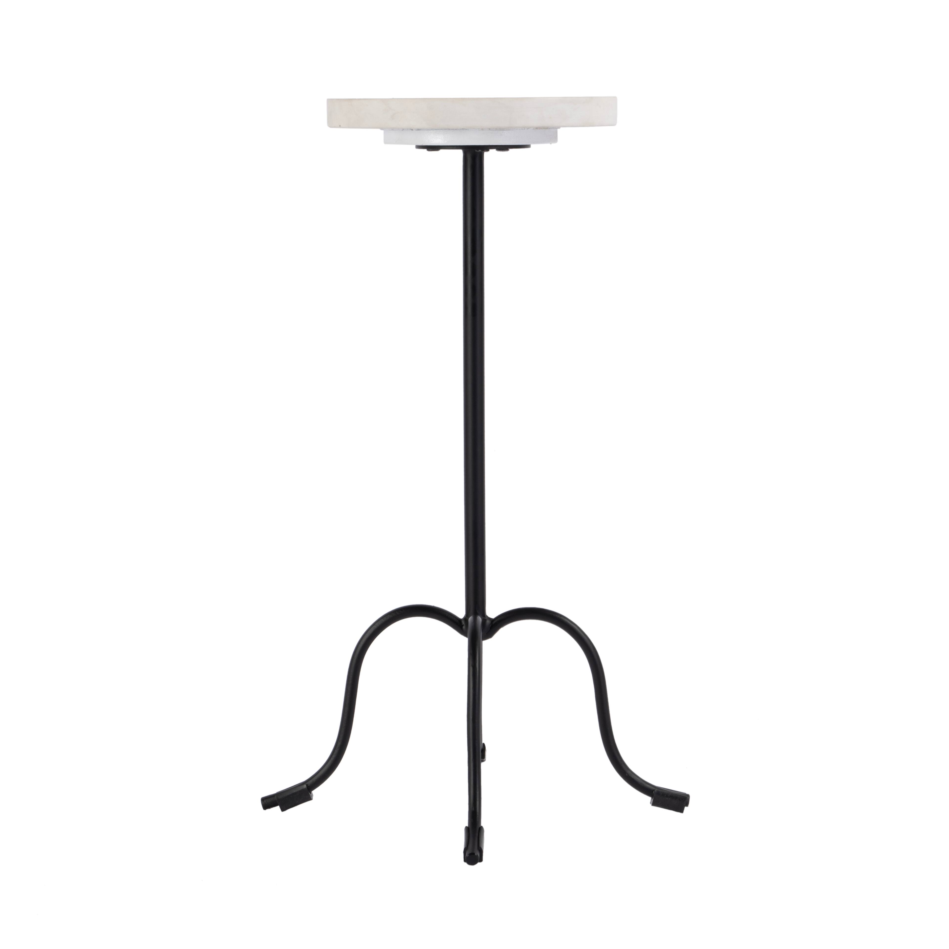 Alt View 3. Butler Specialty - Berlin 10 in. W Round Marble and Iron Side Table - White and Black.
