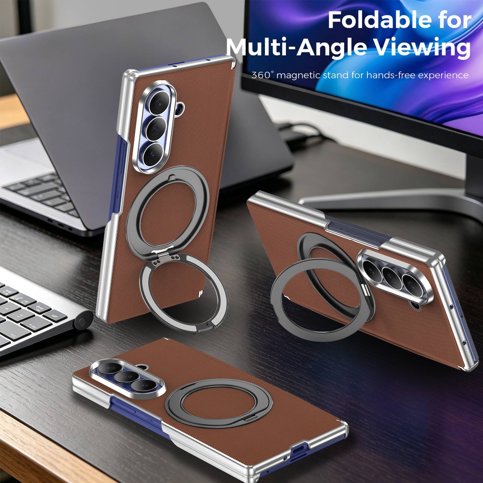 Foldable for Multi-Angle Viewing  
360° magnetic stand for hands-free experience
