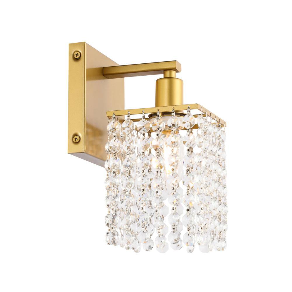 Alt View 2. Living District - Phineas 1 light Brass and Clear Crystals wall sconce - Brass And Clear Crystals.