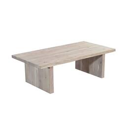 Manhattan Lane - Nira Coffee Table | 48 Inch Rectangular Top | Handcrafted Acacia Wood | Panel Leg Base - Washed White