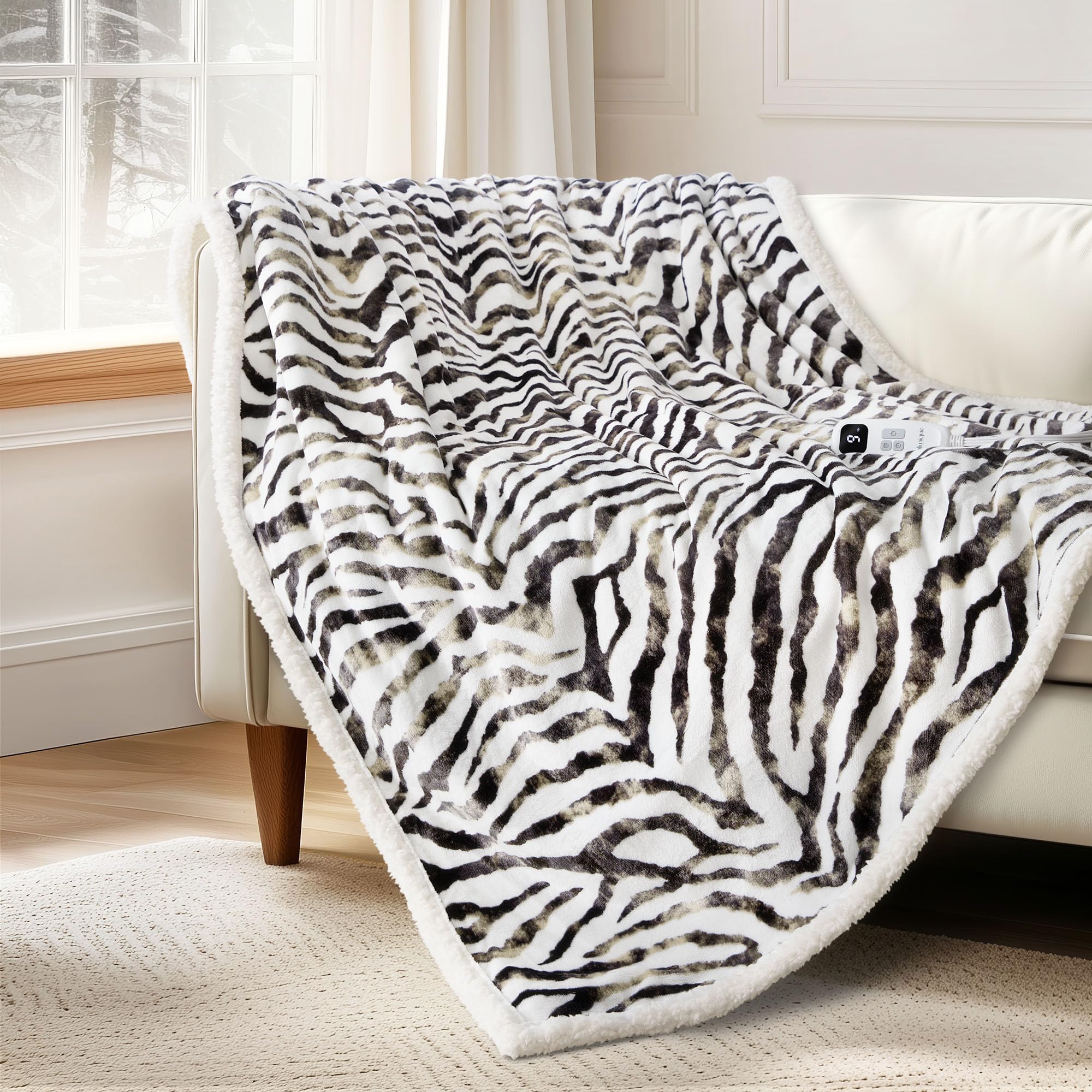 Zebra Print, Black and White-Throw