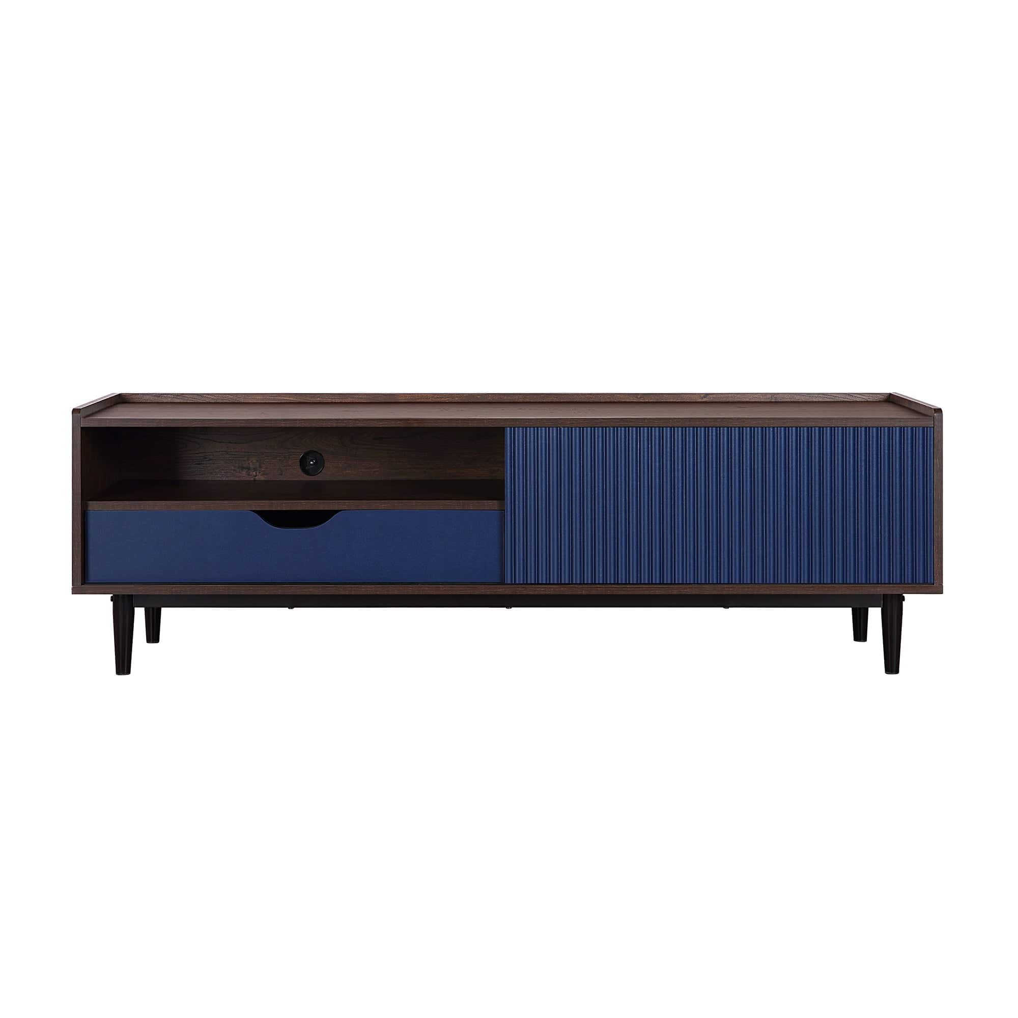 Manhattan Comfort - Duane Mid-Century Modern 59" Fluted TV Stand - Navy Blue