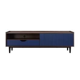 Manhattan Comfort - Duane Mid-Century Modern 59" Fluted TV Stand - Navy Blue