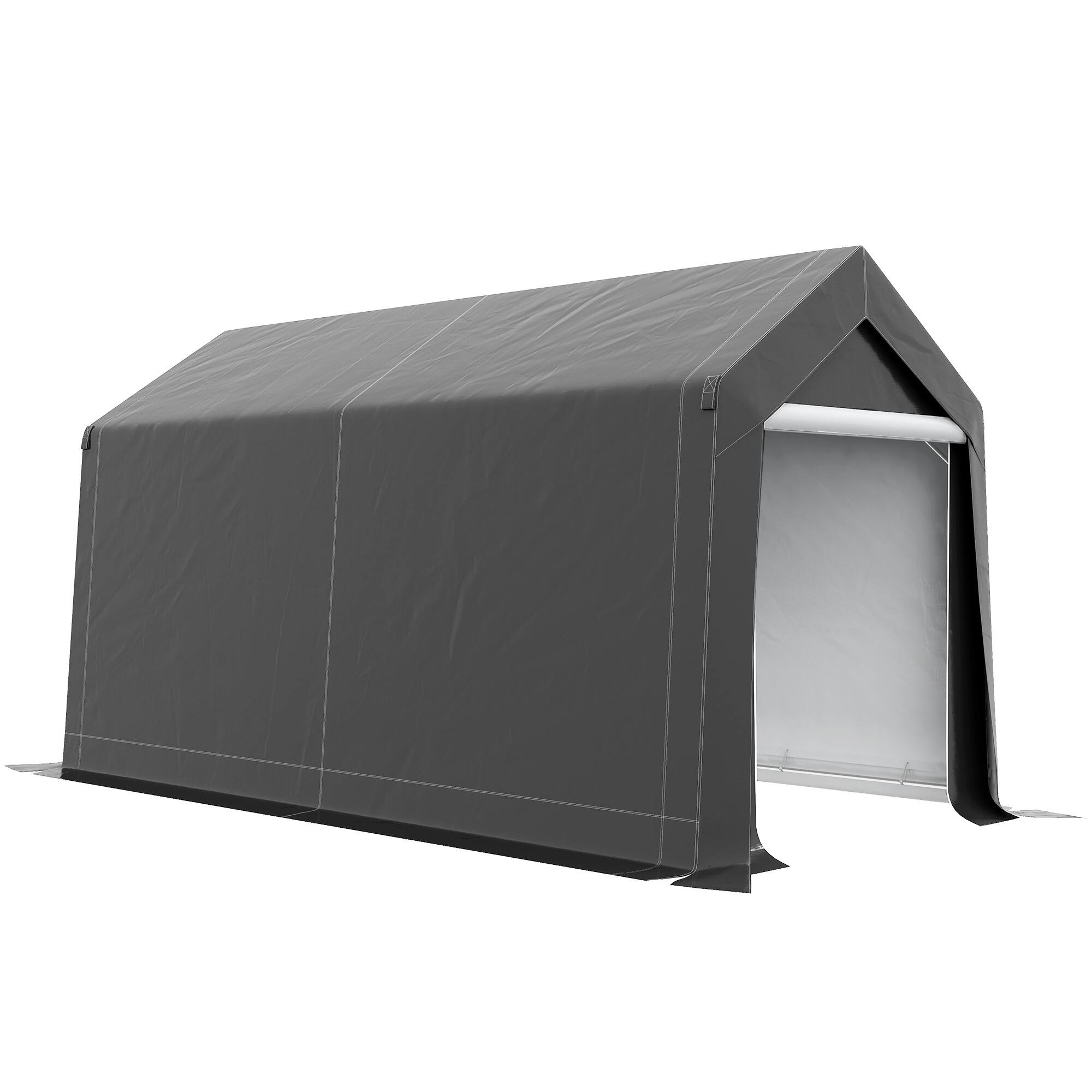 APRILSOUL - Portable Garage Storage Tent Heavy Duty Tarp Shelter for Motorcycle Bike Lawn Mower - Gray