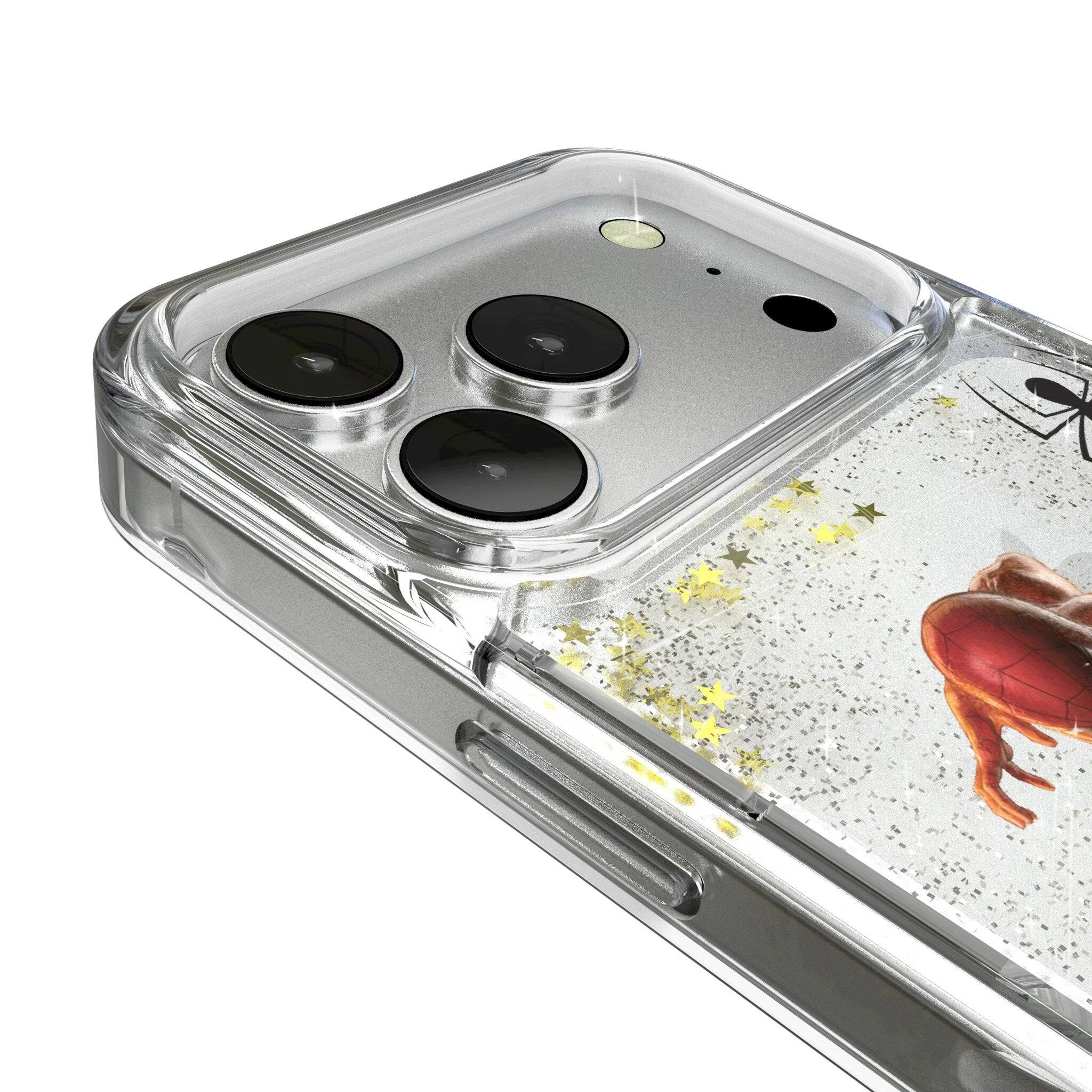 Left. Keyscaper - Marvel MechLine Glitter Phone Case - Apple iPhone 17 - Spider-Man.