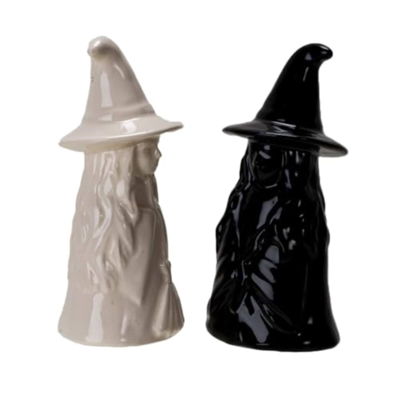 Alt View 1. Pacific Trading - Mystical White and Black Ceramic Magnetic Witch Salt and Pepper Shaker Set - Multicolor.
