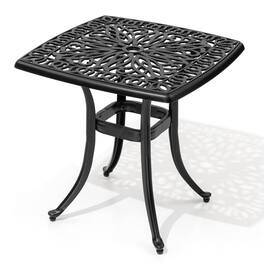 Crestlive Products - Square Patio Side Table Cast Aluminum End Table - Black