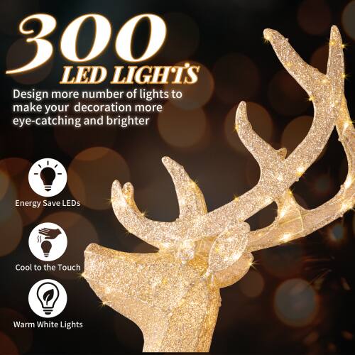 300 LED LIGHTS  
Design more number of lights to make your decoration more eye-catching and brighter  

- Energy Save LEDs  
- Cool to the Touch  
- Warm White Lights