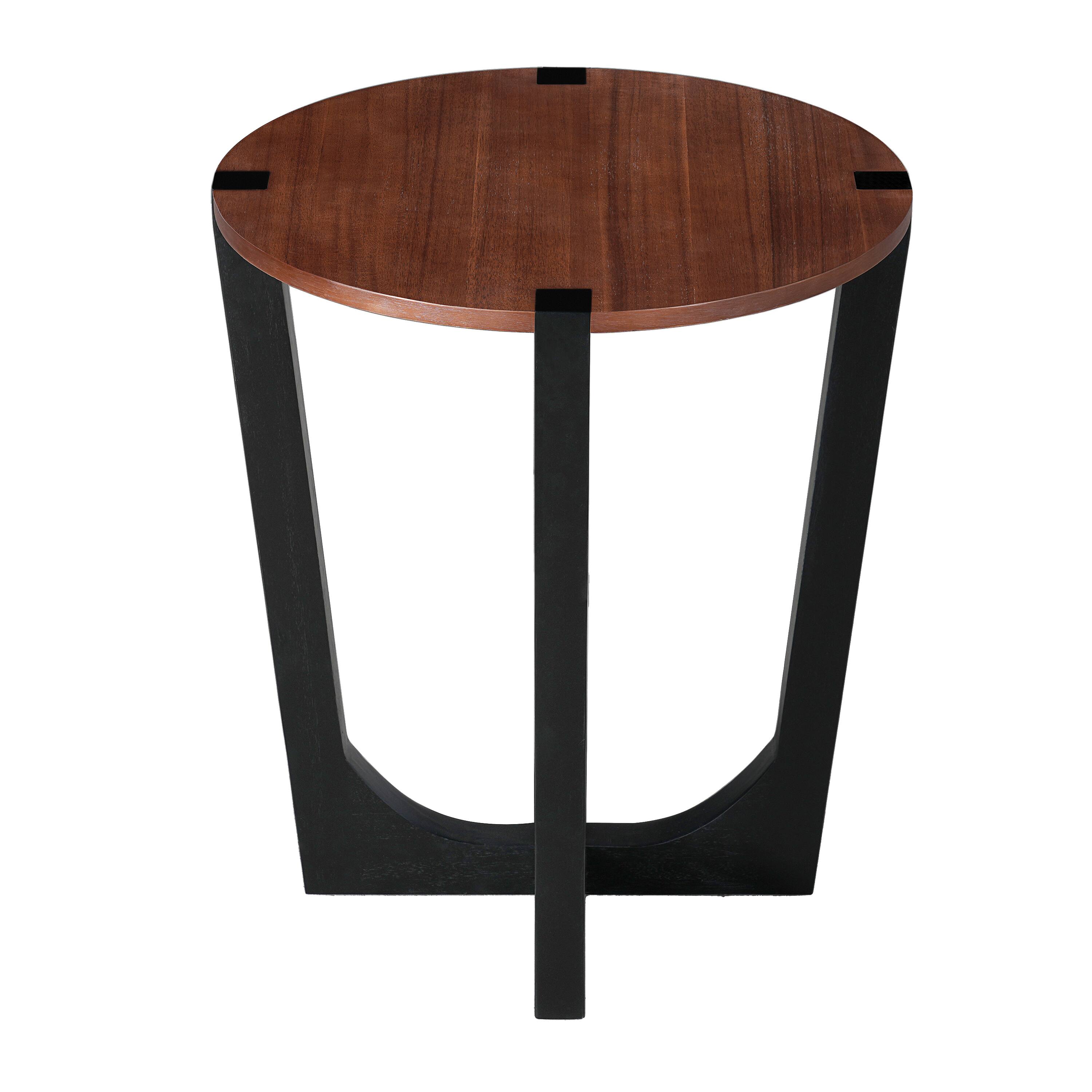 Alt View 2. APRILSOUL - Acacia Solid Wood Side Table Brown Black Color - Brown+Black.