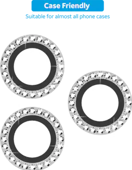 AT&T - Essentials Glass Camera Protector Rings - iPhone 16 Pro/16 Pro Max - Silver Gems