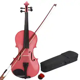 Home Collection - 4/4 Size Student Acoustic Violin Fiddle with Case, Bow, and Rosin - Pink