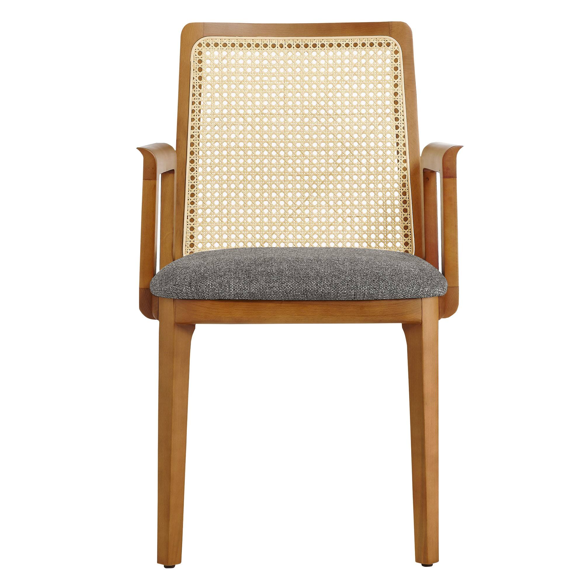 Alt View 4. Modway - Monarch Wood and Rattan Dining Armchair by Modway - Honey Natural Gray.