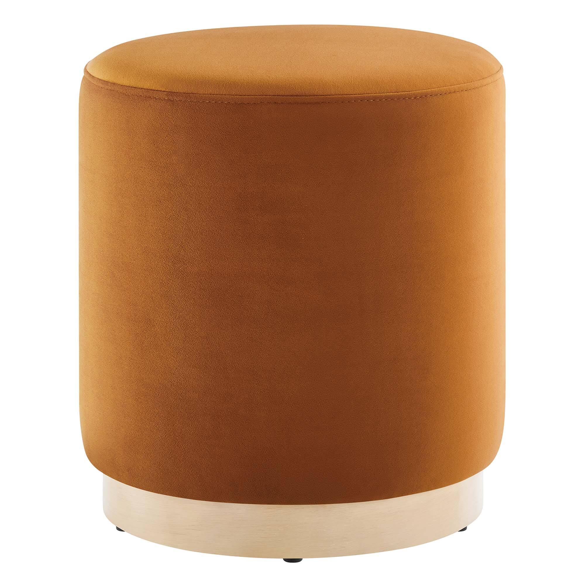 Angle. Modway - Tilden 16" Round Performance Velvet Upholstered Ottoman by Modway - Rust Natural.