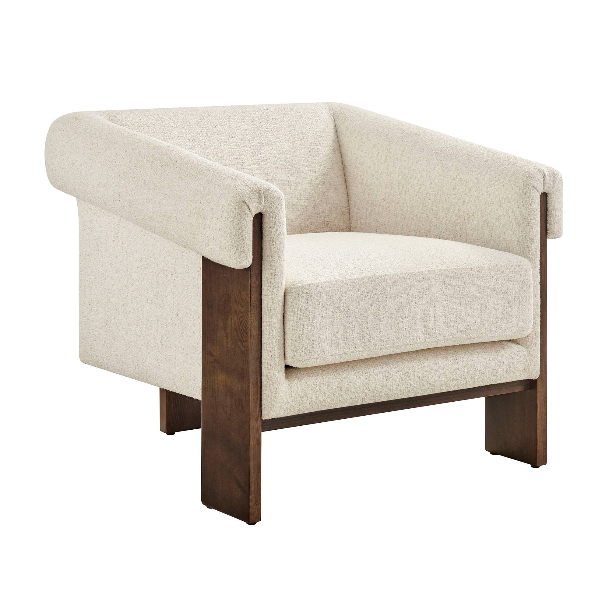 Angle. Modway - Halbrook Linen Blend Tripod Accent Chair by Modway - Ivory.