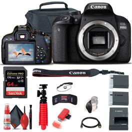 Canon - EOS Rebel 800D / T7i DSLR Camera + 64GB Memory Card + Case Starter Bundle