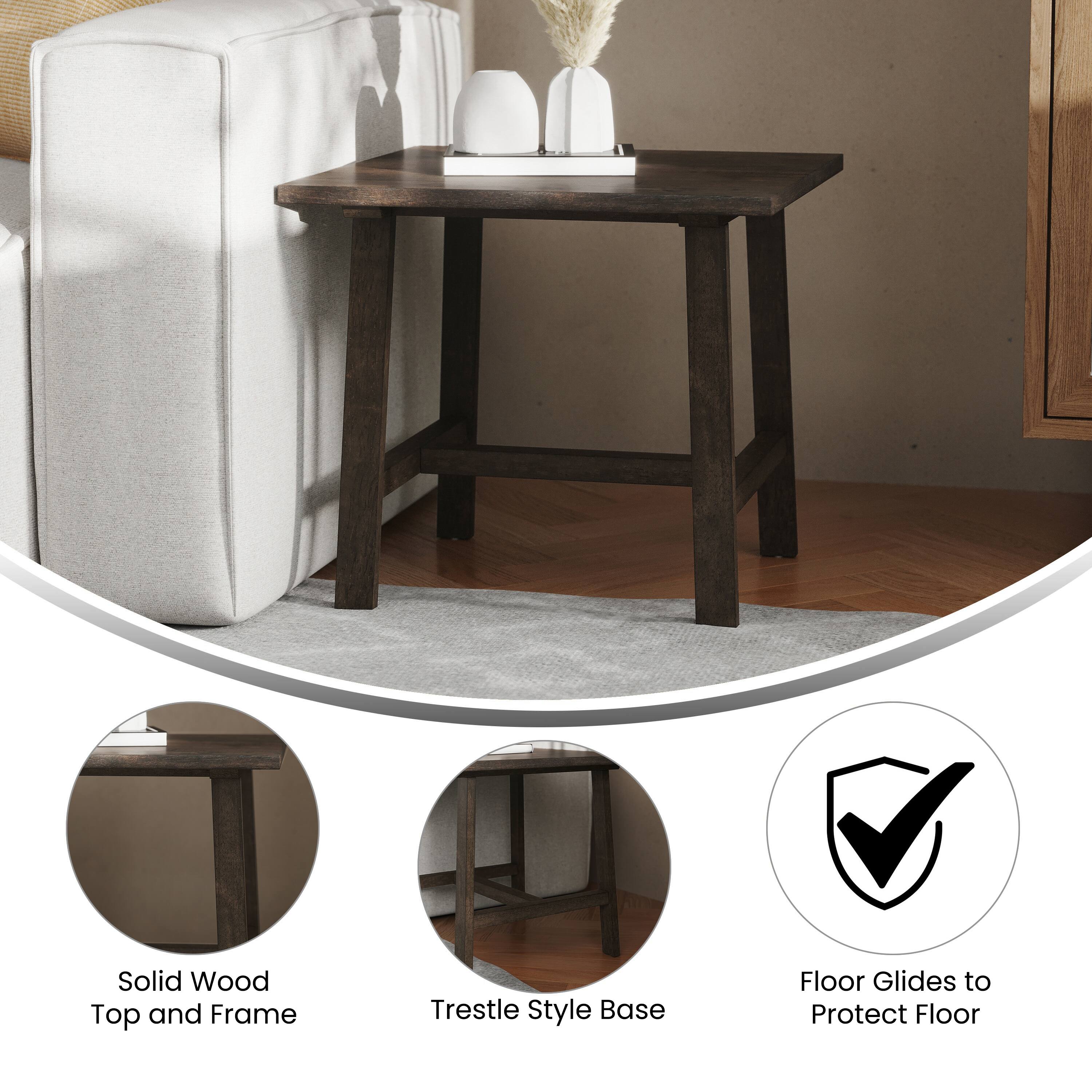 Solid Wood Top and Frame  
Trestle Style Base  
Floor Glides to Protect Floor