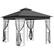 Front. Outsunny - 10' x 10' Metal Patio Gazebo, Double Roof Outdoor Gazebo Canopy Shelter with Tree Motifs Corner Frame - Grey.