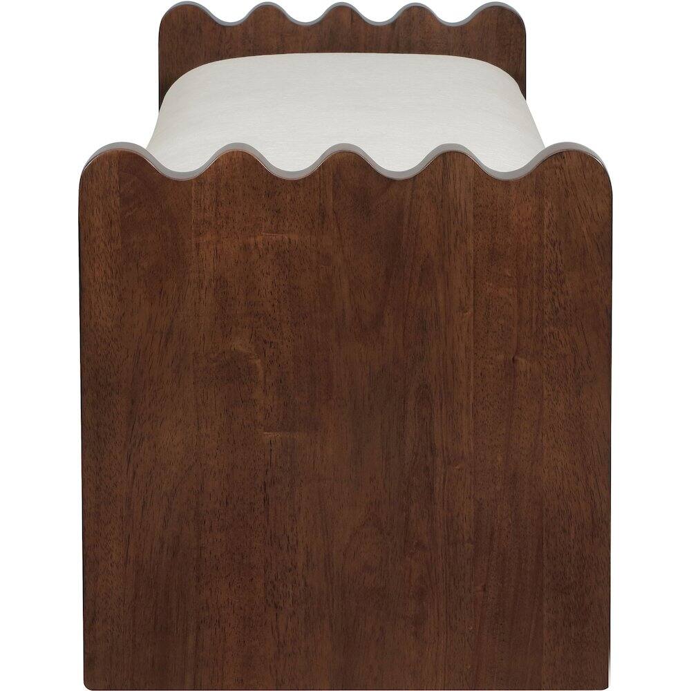 Alt View 3. Meridian Furniture - Sonia Cream Velour Fur Fabric Bench - Beige.