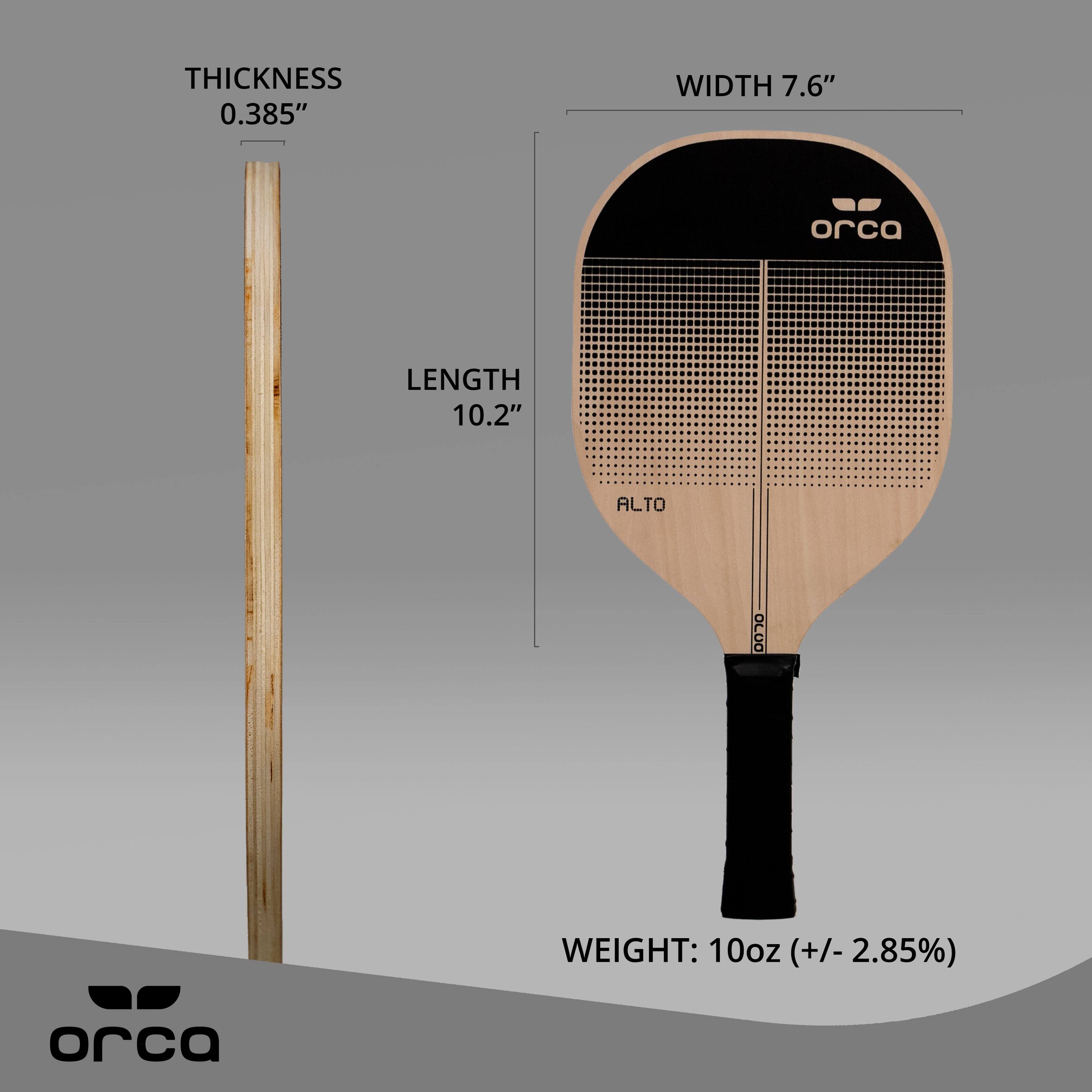 THICKNESS 0.385" WIDTH 7.6" LENGTH 10.2" WEIGHT: 10oz (+/- 2.85%) orca