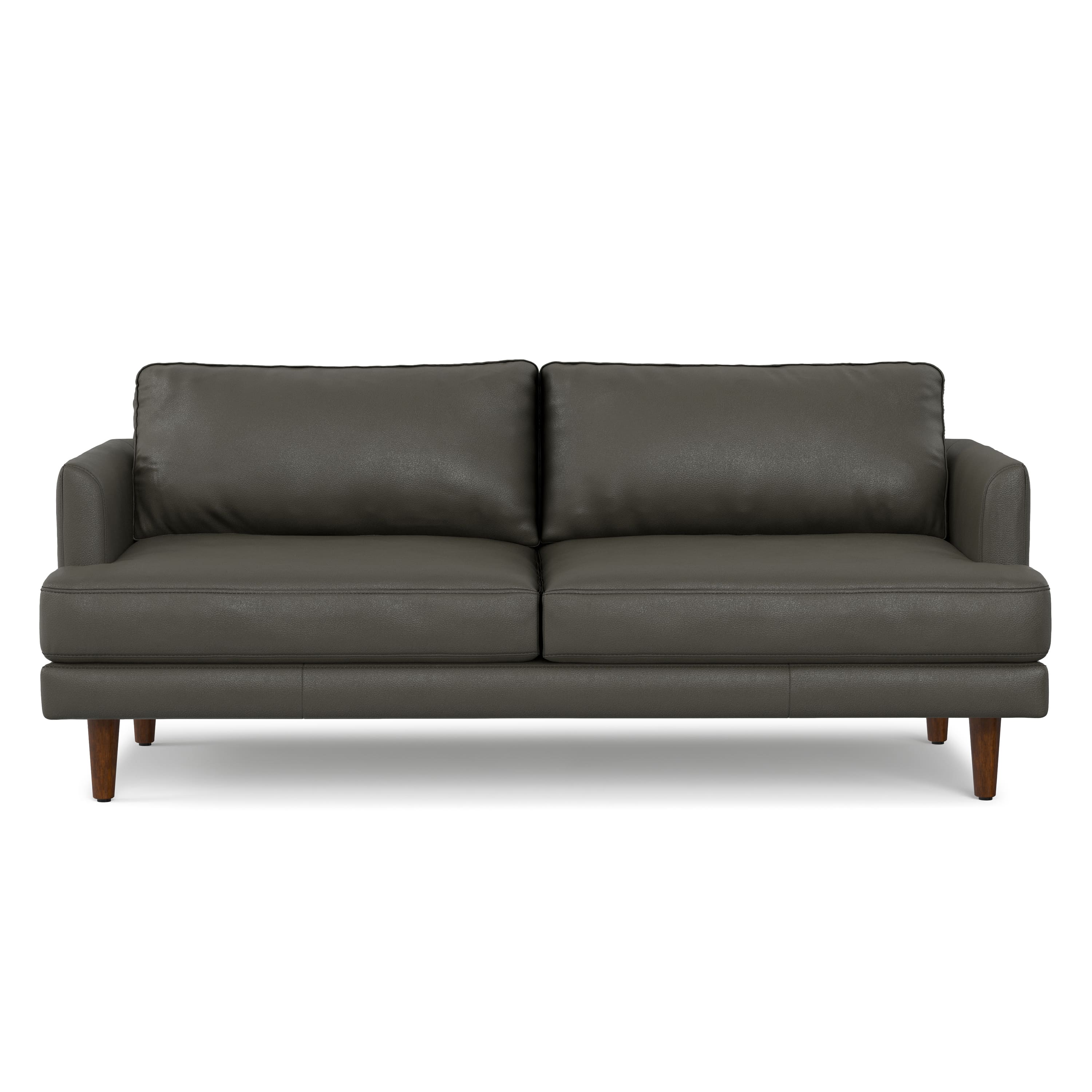 Simpli Home - Livingston 76 inch Wide Mid-Century Modern Sofa in Coal Top Grain Genuine Leather - Coal - Thumbnail 4