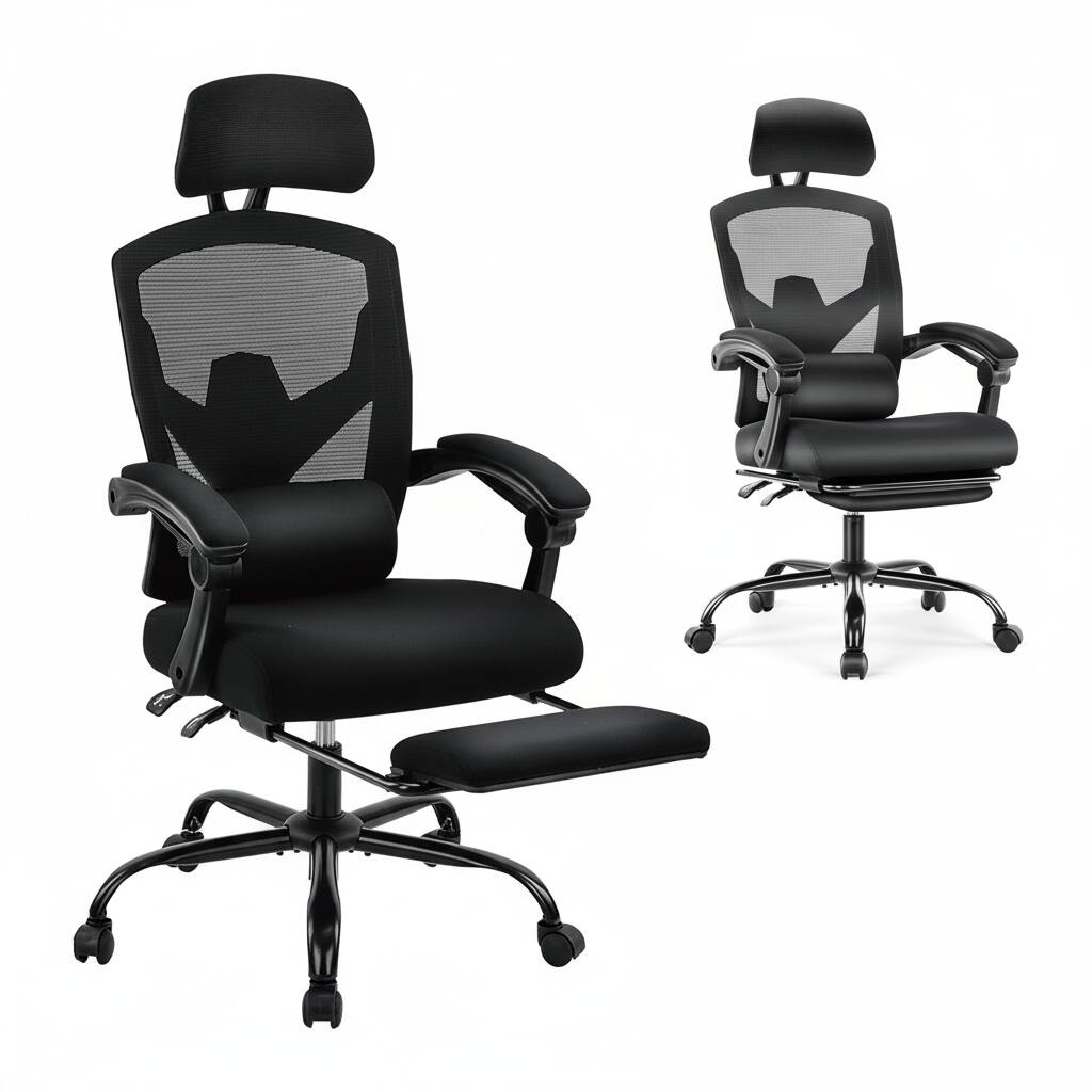 Front. AOITUN - Ergonomic Home Office Desk Chair with Lumbar Support, Swivel Mesh Chair, High Back, Grey - Black.