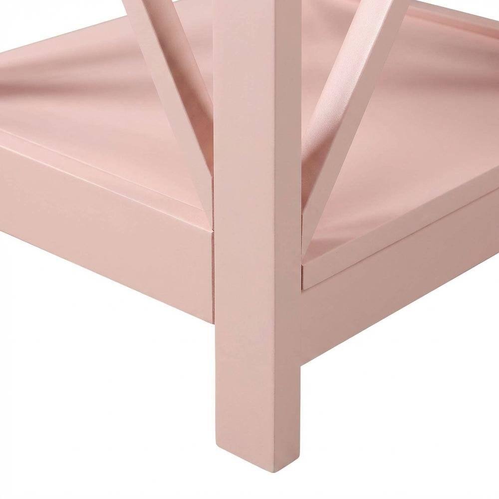 Left. FurniFact - Blush Pink End Table with Shelves — Transitional Coastal Style for Living Room - Blush Pink.