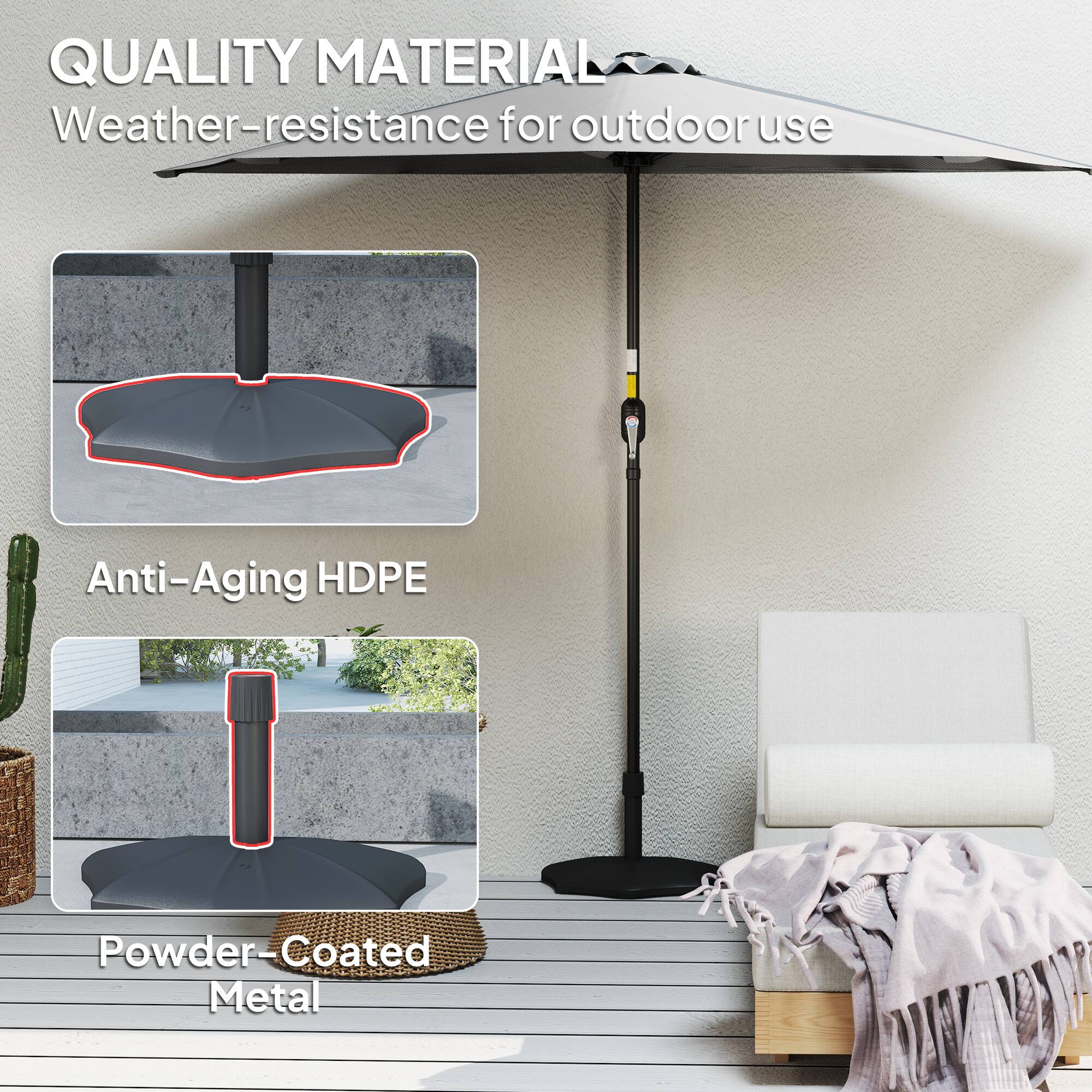 QUALITY MATERIAL
Weather-resistance for outdoor use
Anti-Aging HDPE
Powder-Coated Metal