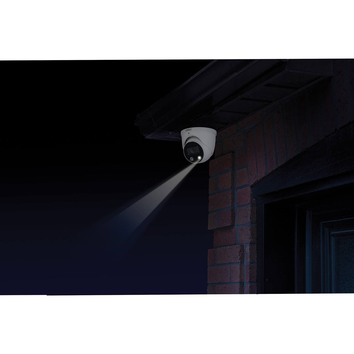 Alt View 2. Lorex - 4K Ultra HD Wired Analog Indoor/Outdoor Add-on IP Dome Security Camera, Smart Deterrence Plus - White.