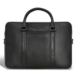 Champs - Onyx Leather Slim Laptop Briefcase - Black