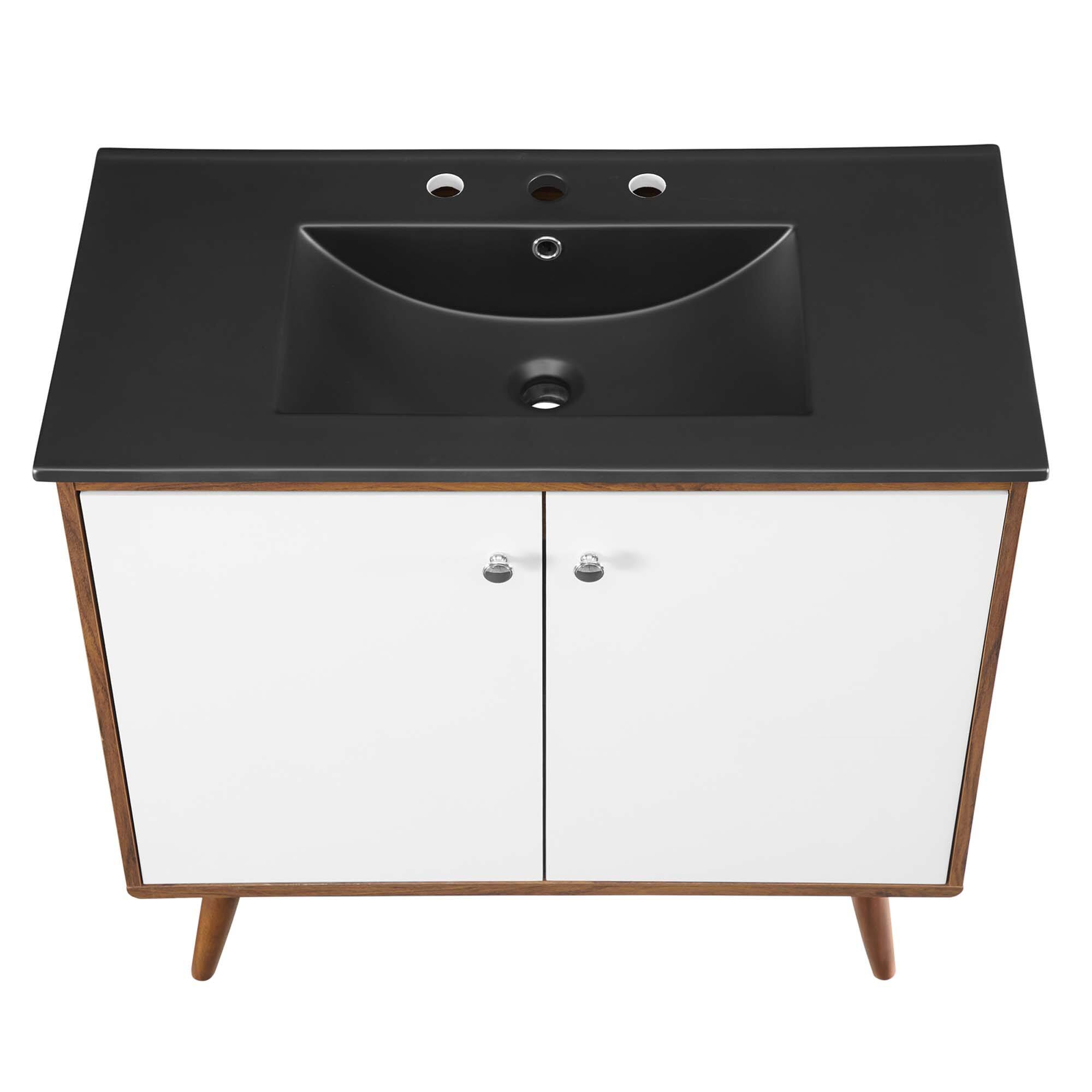 Alt View 4. Modway - Transmit Bathroom Vanity Basin Included - Walnut Black.