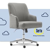 Serta - Leighton Modern Upholstered Home Office Chair with Memory Foam - Medium Gray - Woven Fabric - Front_Zoom