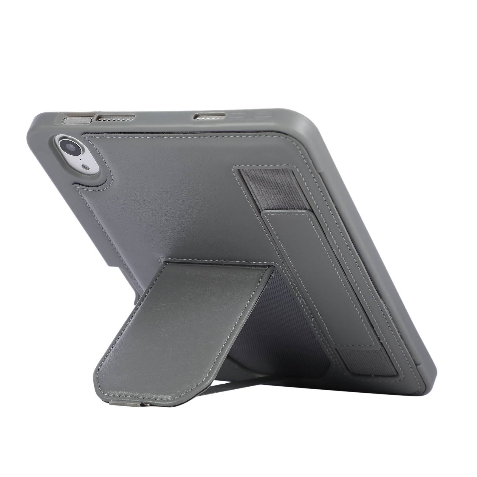 Alt View 1. Dteck - Shockproof Case for Apple iPad mini (A17 Pro) 2024 with Hand Strap and Foldable Stand, PU Leather TPU Protective Cover - Gary.