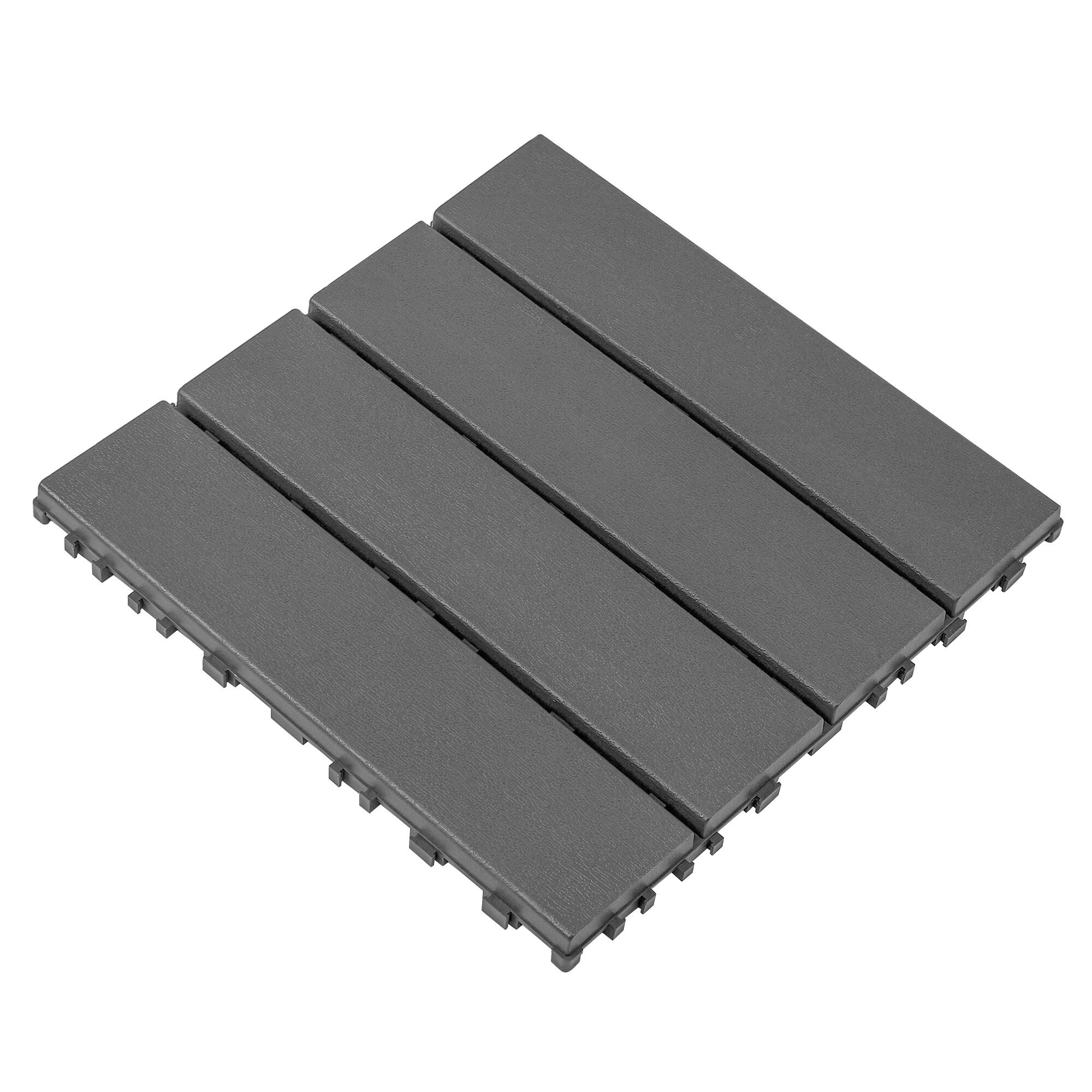 Back. Mondawe - 44 packs 12 x 12 inches Plastic interlocking decking tiles - Dark Gray.